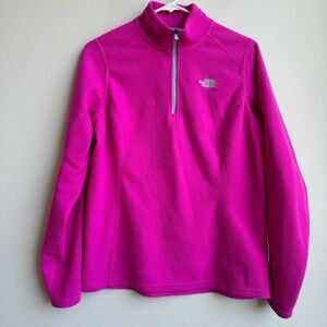 The North Face Glacier 1/4 Zip Pullover Fleece Jacket Size Large Pink Mock Neck
